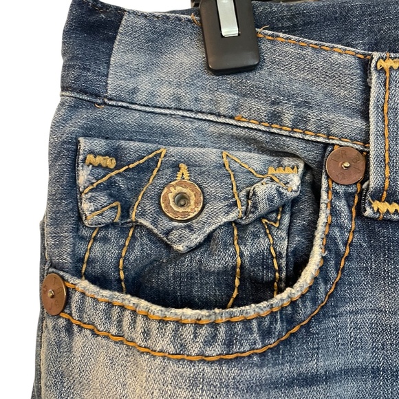 Vintage True Religion Rope Stitching Distressed Men's Jeans Flap Pocket, 32x30 - Picture 5 of 12